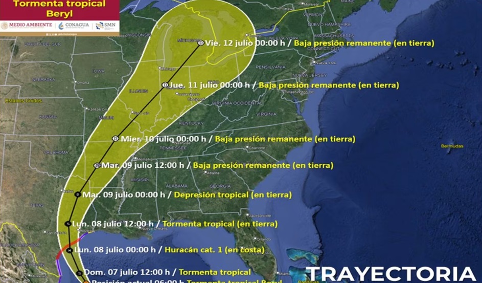 Tormenta tropical Beryl aumenta en intensidad prevén fuertes lluvias