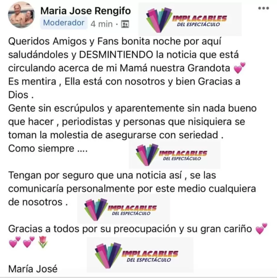 La hija de la cantante desminti� la noticia.