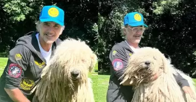 Alejandro Fernndez tiene un perro de la raza komondor.