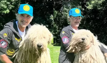 Alejandro Fernndez tiene un perro de la raza komondor.