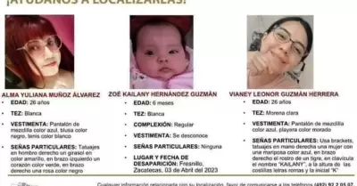 Cdula de bsqueda de mujeres secuestradas en Zacatecas