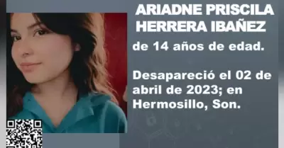 Activan Alerta Amber para localizar a Adriadne Priscila Herrera Ibaez