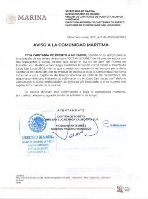 Solicitud de la Capitana de Puerto