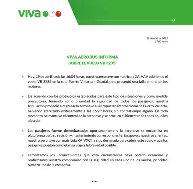 Comunicado de Viva Aerobus