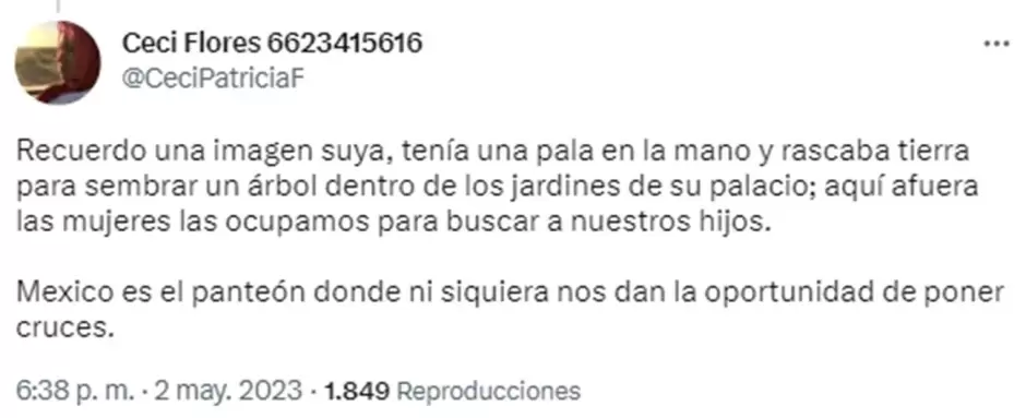 Ceci Flores recuerda imagen del Presidente con una pala en Palacio Nacional