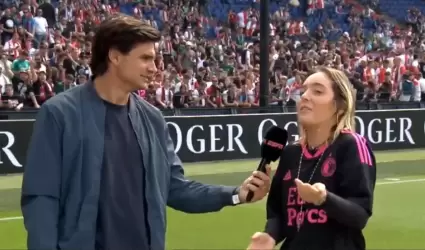 Fernanda Serrano entrevistada por un reportero de ESPN