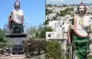 VIDEO: Gigante escultura de San Judas Tadeo en Sinaloa se viraliza en redes