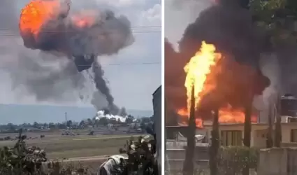 Explosin de ducto de combustible en la comunidad El Tesoro en Polotitln