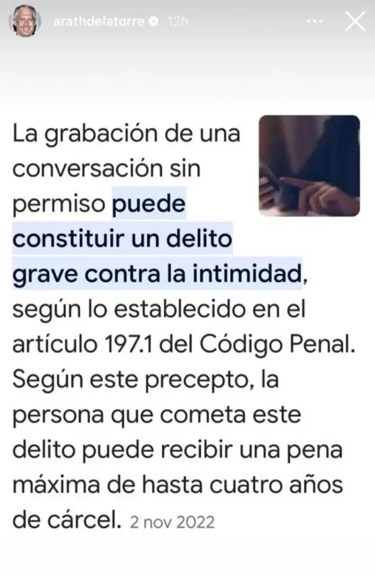 Arath de la Torre fue grabado sin su consentimiento.