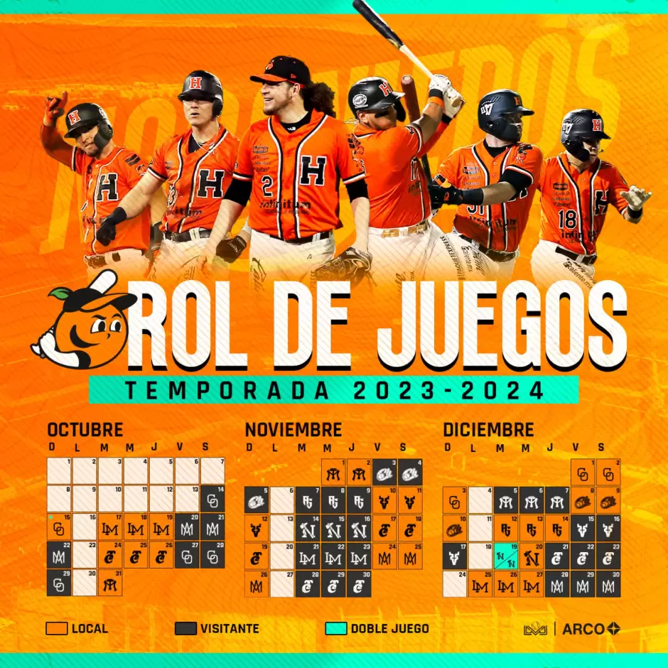 Rol de juegos de Naranjeros para la temporada 2023-2024