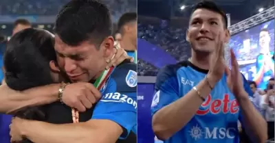 "Chucky" Lozano llora tras recibir su medalla de campen de Italia