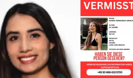 Joven mexicana desaparecida en Alemania