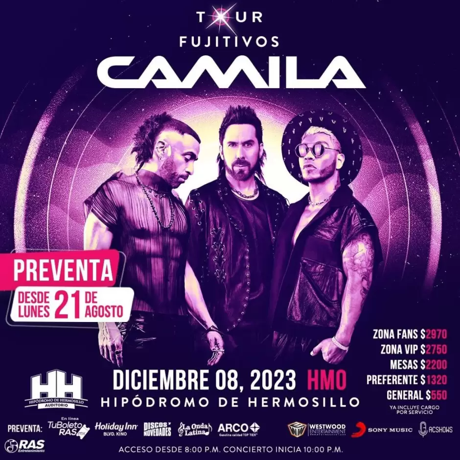 Camila incluye a Hermosillo a su gira "Fugitivos".