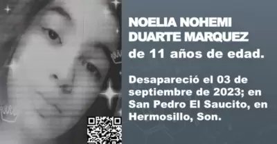 Buscan a la menor Noelia Nohem Duarte, de 11 aos