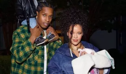Rihanna y A$AP Rocky con sus hijos.
