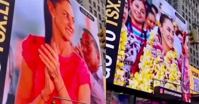 Imagen de Claudia Sheinbaum en Times Square