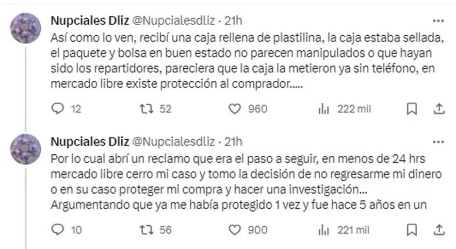 El usuario @Nupcialesdliz denunci en X que recibi una caja con plastilina, tras pagar ms de 28 mil pesos por un iPhone de ltima generacin.