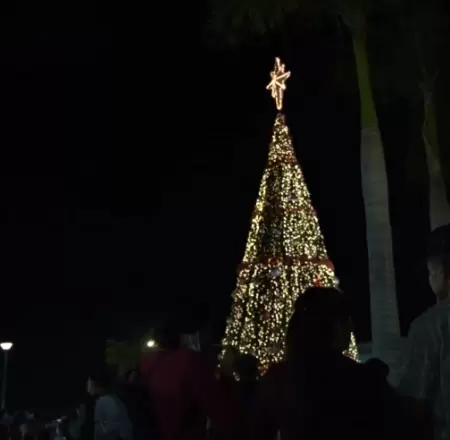 Encendido de árbol navideño en Ciudad Obregón