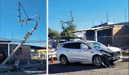 Conductor choca contra poste de CFE