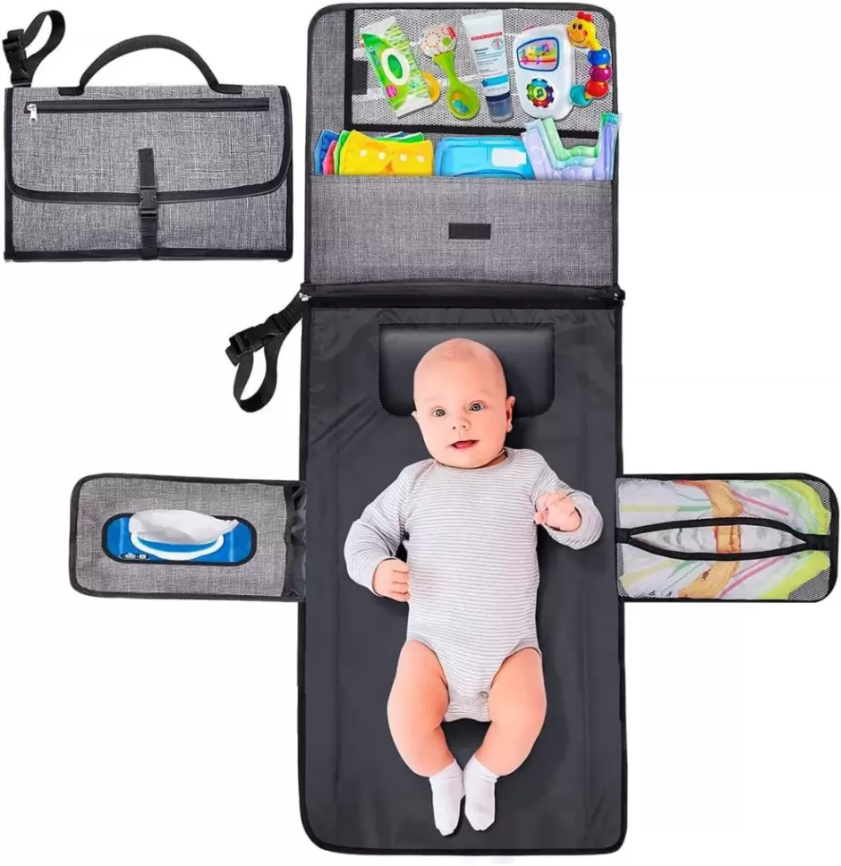 Cambiador portátil para bebé, plegable, impermeable, cambiador de pañales  para recién nacido (osito)