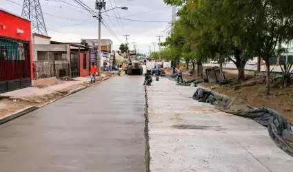 Pavimentación con concreto hidráulico de la calle Villas Del Canal