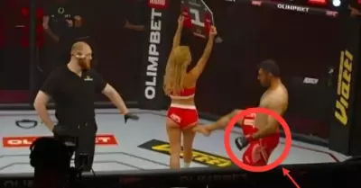 Ali Heibati, peleador iran de MMA, patea a "ring girl"