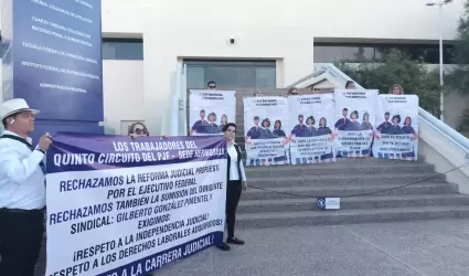 Empleados del Poder Judicial en Hermosillo protestan contra reforma