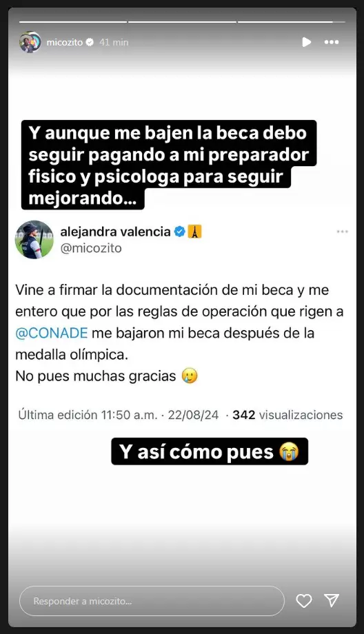 Mensaje de Alejandra Valencia