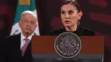 Beatriz Gutiérrez Müller en la conferencia matutina en Palacio Nacional.