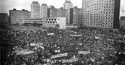 Manifestacin de estudiantes en Tlatelolco en 1968