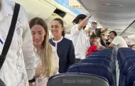 Sheinbaum aborda vuelo comercial para su primera gira por el pas