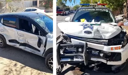 Choca auto contra patrulla de la Polica Municipal