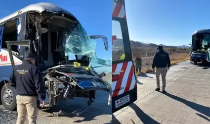 Accidente entre autobs y tractocamin