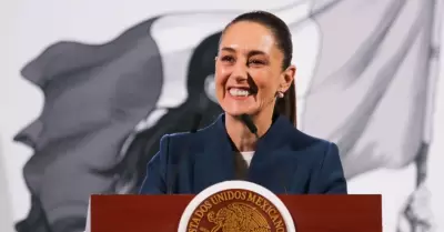 Claudia Sheinbaum durante la conferencia matutina desde Palacio Nacional.