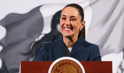 Claudia Sheinbaum durante la conferencia matutina desde Palacio Nacional.