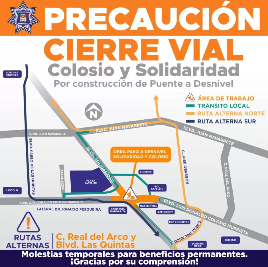 Rutas alternas por cierre vial