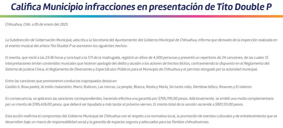 Tito Double P pagar casi un milln de pesos por cantar narcocorridos en Chihuahua