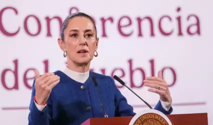 Claudia Sheinbaum durante la conferencia matutina desde Palacio Nacional.