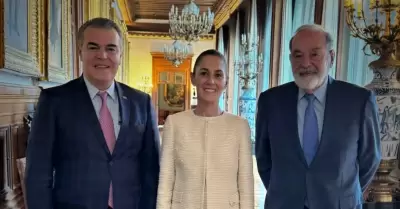 Francisco Cervantes, Claudia Sheinbaum y Carlos Slim