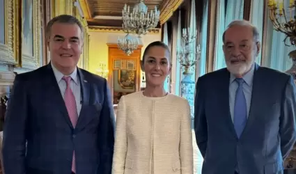 Francisco Cervantes, Claudia Sheinbaum y Carlos Slim