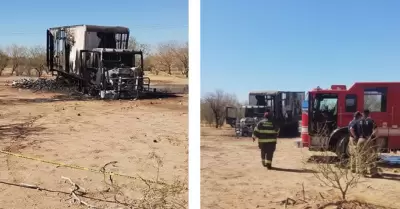 Incendian camin de carga de una empresa abarrotera