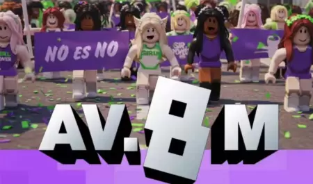 Marcha feminista virtual en Roblox