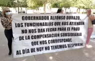 Viudas de policas se manifiestan frente a Palacio de Gobierno