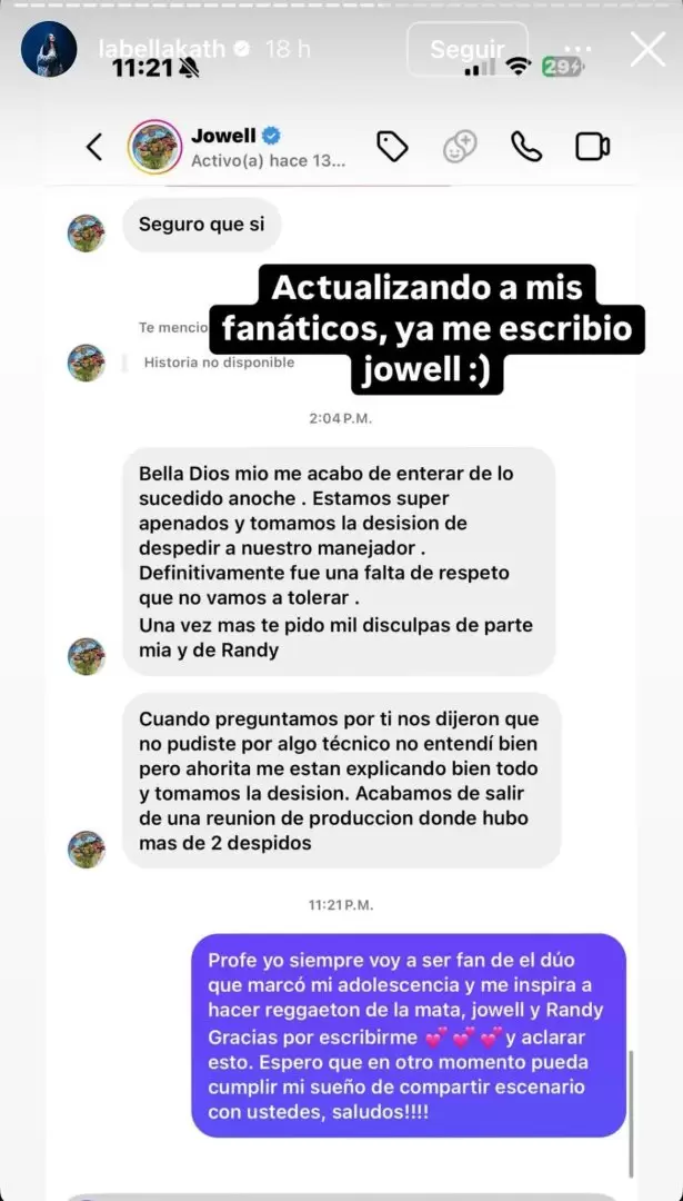 Conversacin entre Jowell y Bellakath