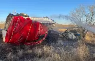 Vuelca camin cargado con presunto "huachicol" en carretera a La Colorada