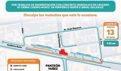 Rehabilitacin de crucero en Perifrico Norte e Israel Gonzlez