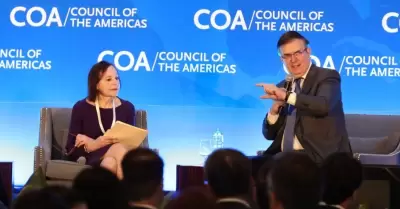 Marcelo Ebrard durante su participación en Council of the Américas