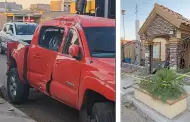 Conductora impacta pick up contra una vivienda en la colonia Olivares