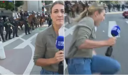 Disparan bala de goma a periodista australiana en plena transmisin durante prot