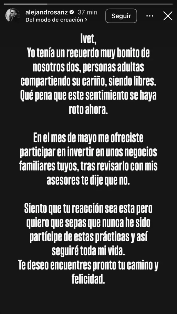 Comunicado Alejandro Sanz